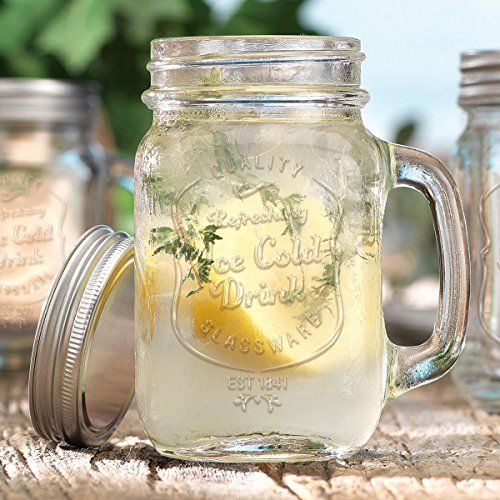 Mason Drinking Mug with Handle and Lid - SouqNoir