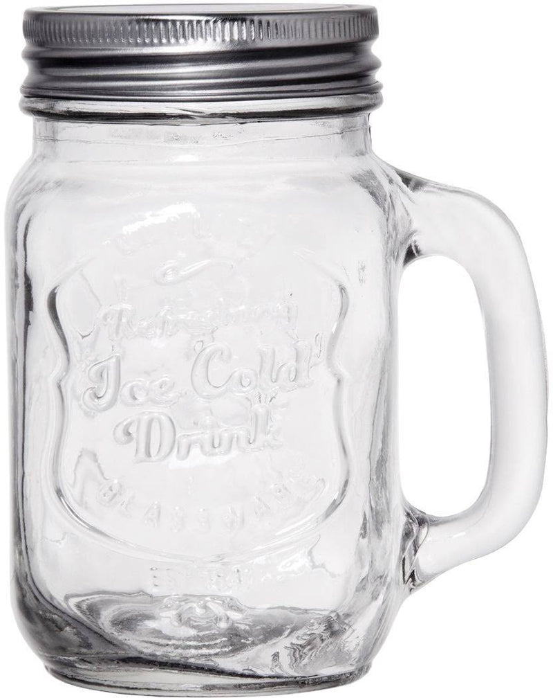 Mason Drinking Mug with Handle and Lid - SouqNoir