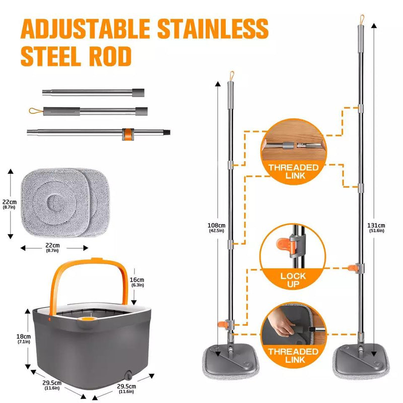 Rotating Spin Mop with Bucket for Efficient Cleaning – Model F04 - SouqNoir