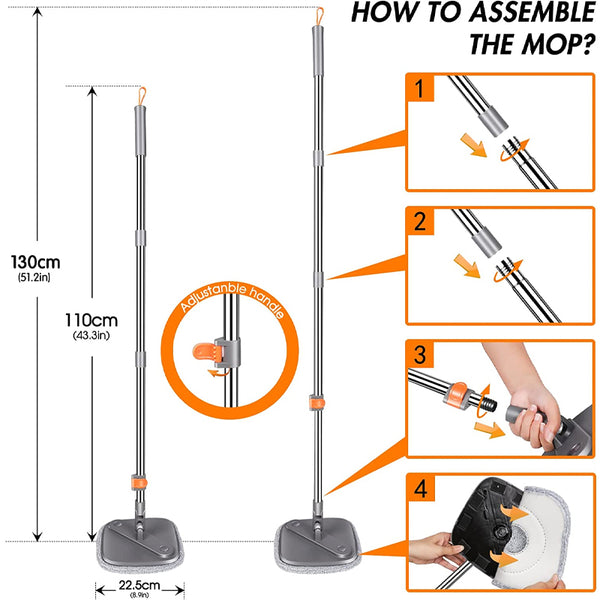 Rotating Spin Mop with Bucket for Efficient Cleaning – Model F04 - SouqNoir