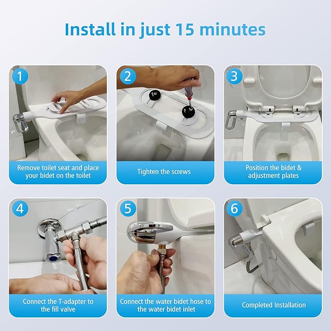 Bidet Attachment for Toilet Seat with Adjustable Water Spray - SouqNoir