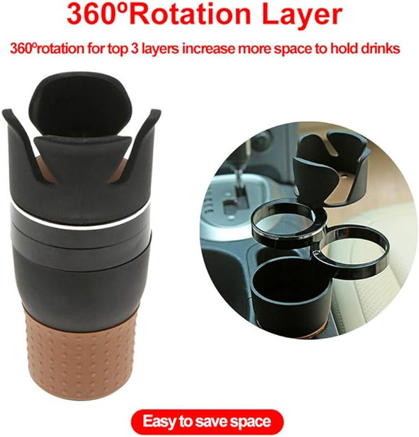 Auto Multi Cup Holder with 360° Rotating Design for Car Drinks and Small Items - SouqNoir