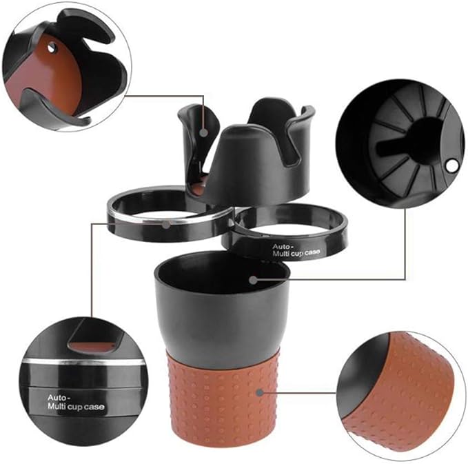 Auto Multi Cup Holder with 360° Rotating Design for Car Drinks and Small Items - SouqNoir