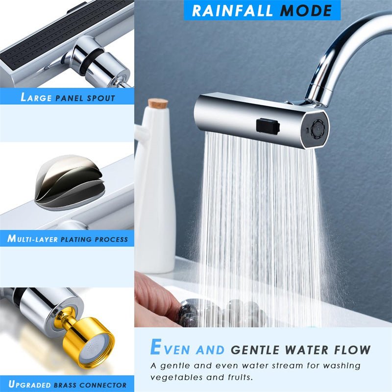 Kitchen Faucet Waterfall Outlet – Splash Proof Rotating Bubbler Multifunctional Water Nozzle Extension - SouqNoir