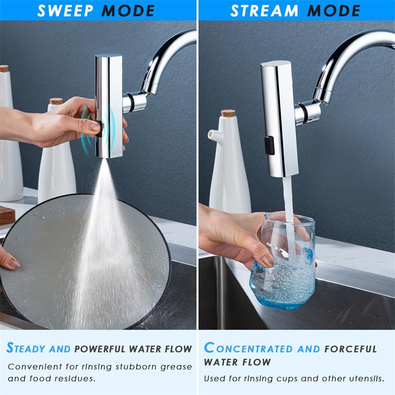 Kitchen Faucet Waterfall Outlet – Splash Proof Rotating Bubbler Multifunctional Water Nozzle Extension - SouqNoir
