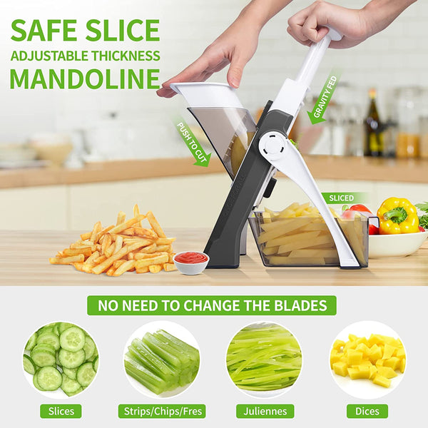 Manual Vegetable Cutter – 4-in-1 Mandoline Slicer with Adjustable Thickness - SouqNoir
