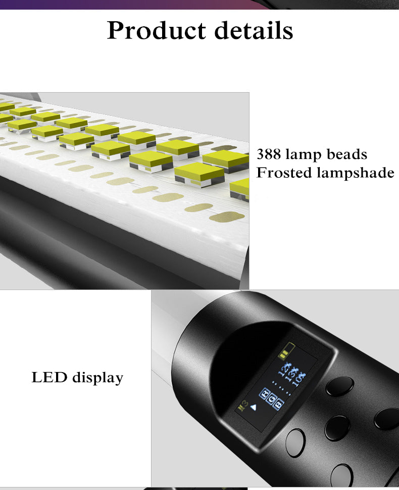 LED Handheld Light Stick for Photography with Adjustable Temperature and Ice Light Effect - SouqNoir
