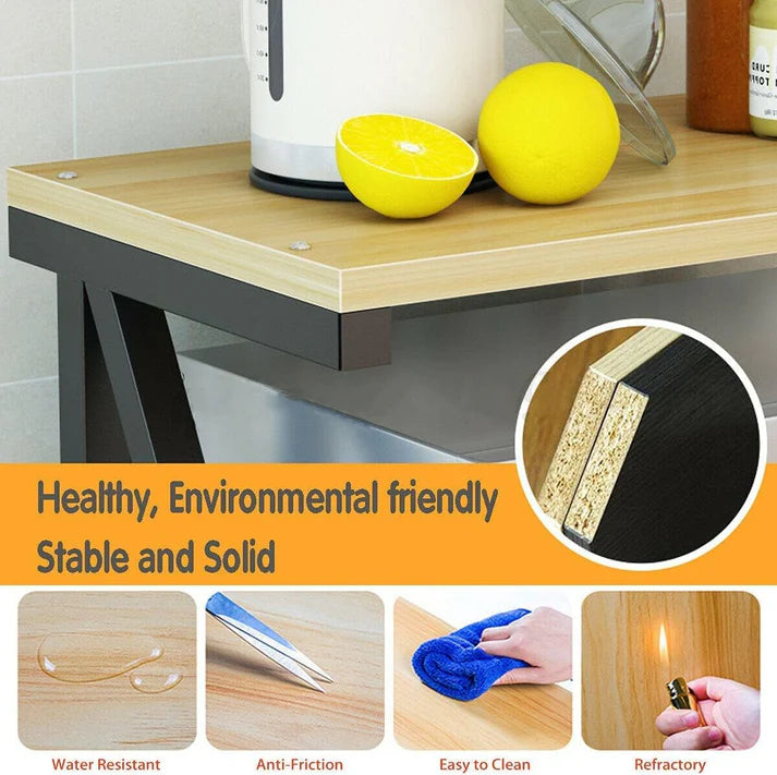 Wooden Rack for Microwave Oven and Kitchen Storage - SouqNoir